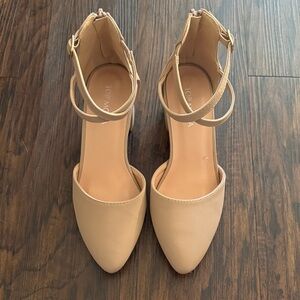 TOP Moda Women's Cream Ankle Strap Heels